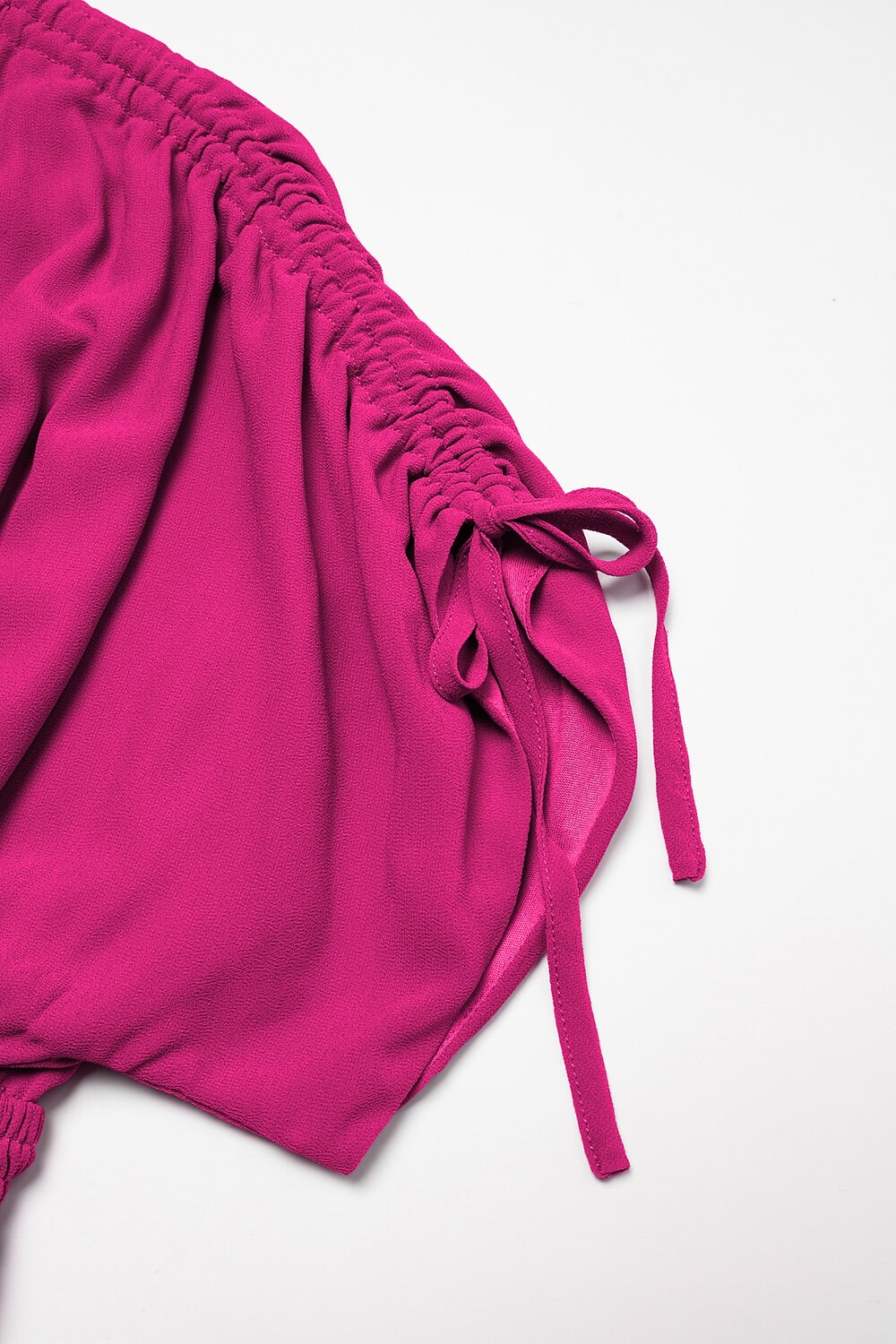 Rose Red Short Sleeve Vacation Chiffon Dress