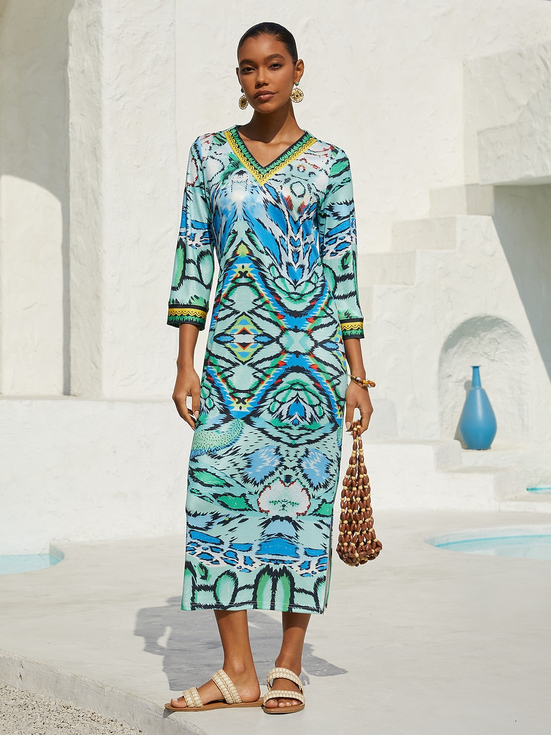 Ocean Paisley Flora High Stretch Knit Dress
