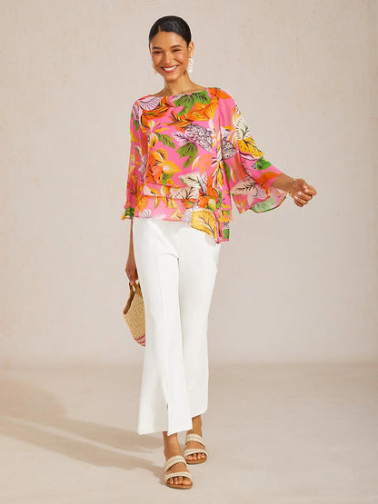 Jungle Butterfly Flowy Chiffon Top