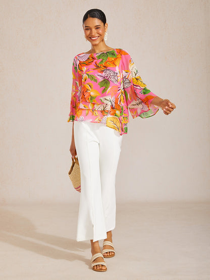 Jungle Butterfly Flowy Chiffon Blouse