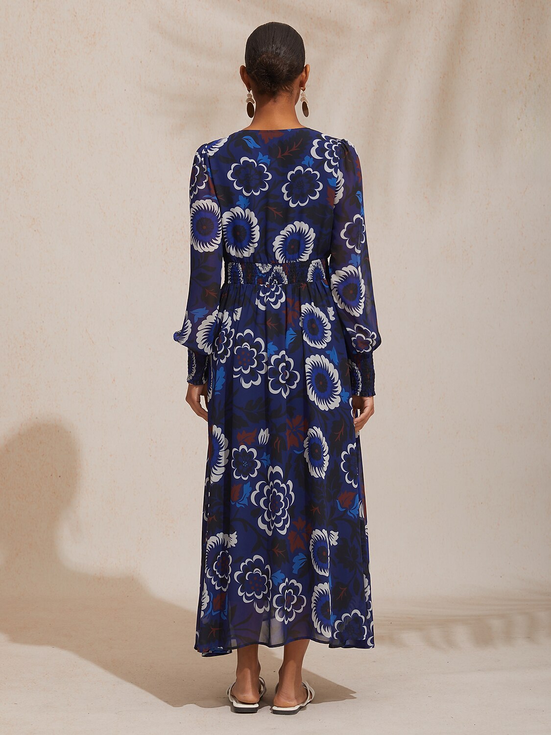 Chiffon Floral Composite Print Elegant Maxi Dress Banquet Vacation