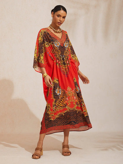 Vintage Jewelry Chiffon Vacation Kaftan
