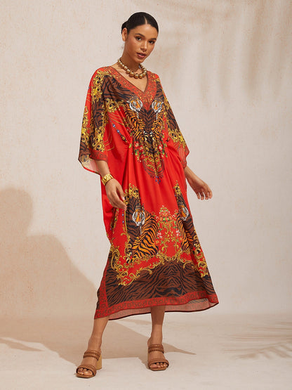 Boho Paisley Flowy Chiffon Kaftan