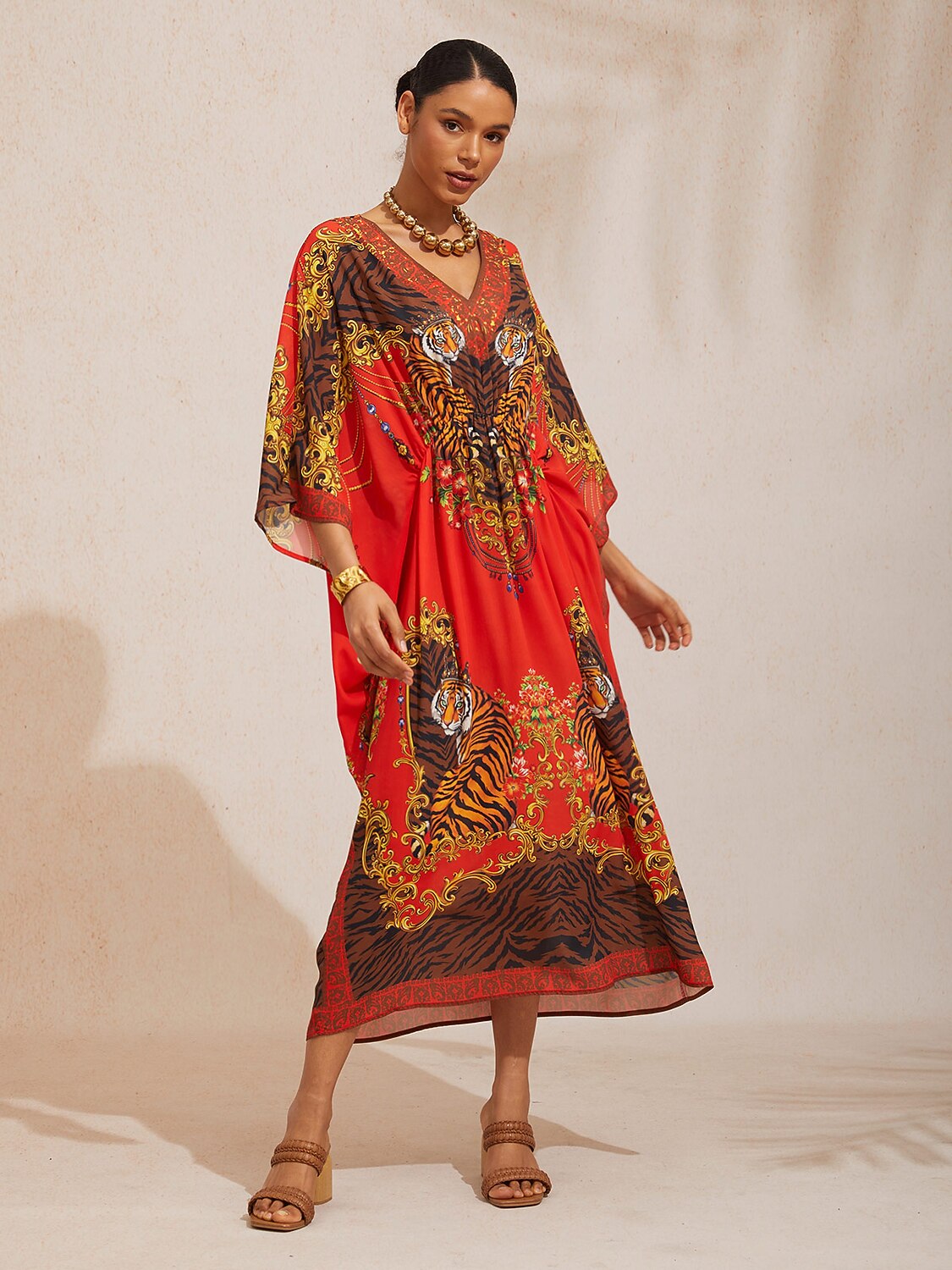 Vintage Jewelry Chiffon Vacation Kaftan