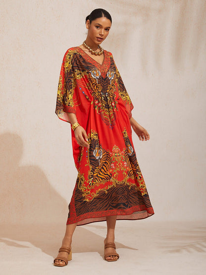 Vintage Jewelry Chiffon Vacation Kaftan