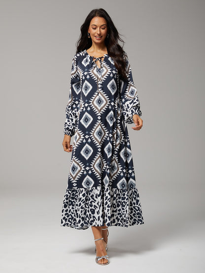 Boho Abstract Animal Print Maxi Dress