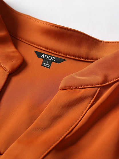 Vacation Silky Satin Simple Blouse