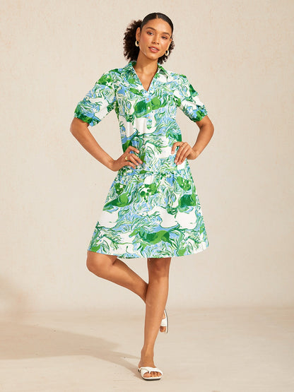 Graphic Art Mustang Linen Look Midi Dress