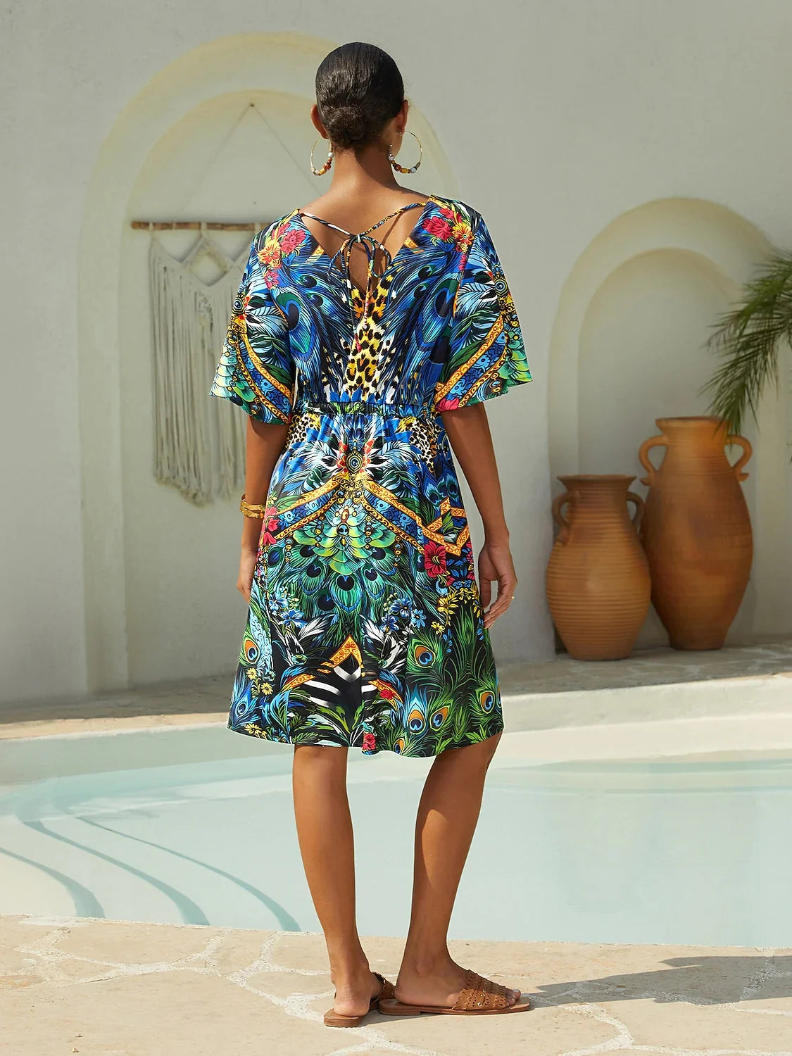 Dream Village Silky Satin Floral Dress