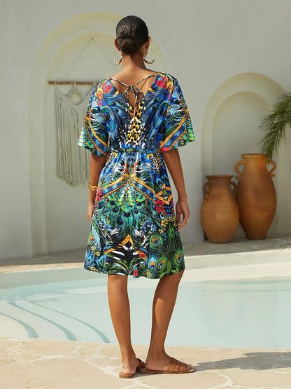 Dream Village Silky Satin Floral Dress