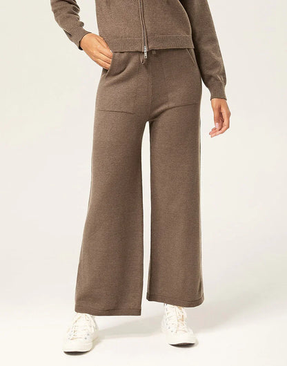Casual Coffee Brown Straight-Leg Pants