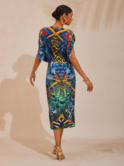 Jungle Wild Party Silky Satin Maxi Dress