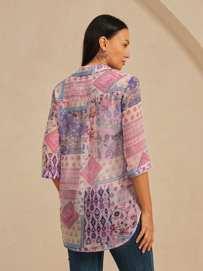 Bluse aus fließendem Chiffon mit Blumenmuster