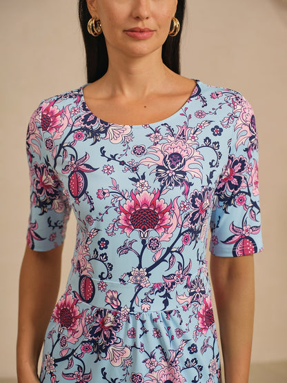 Floral Stretch Vacation Mini Dress