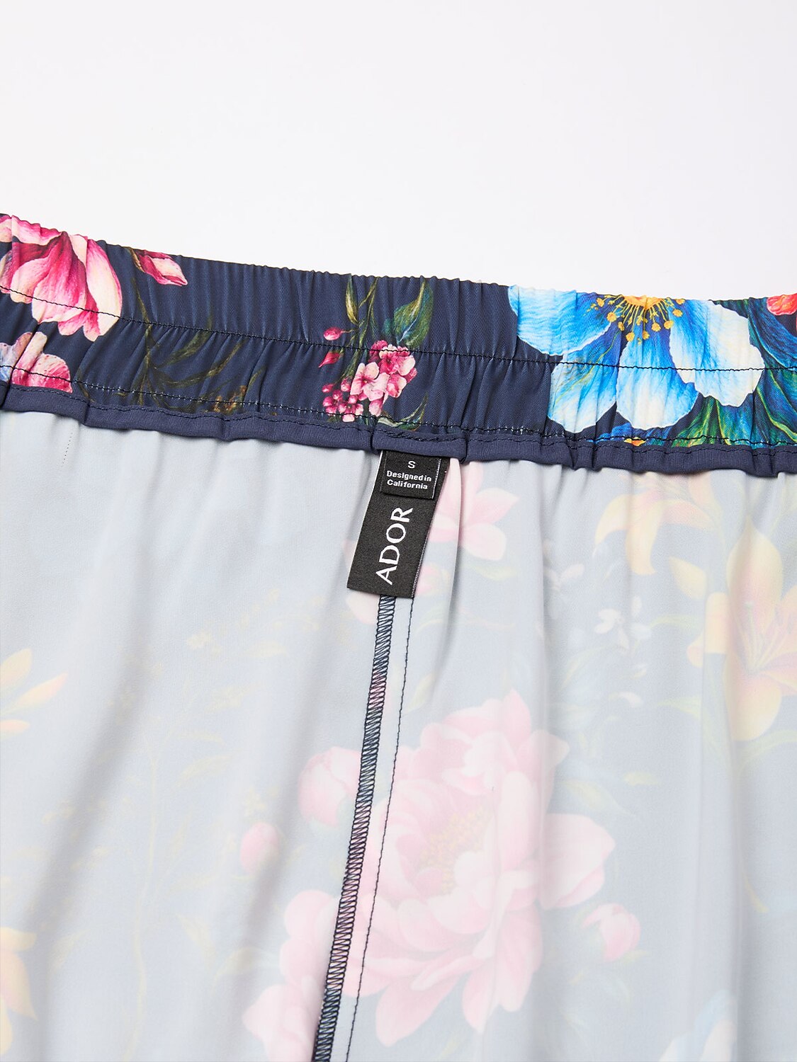 Sapphire Rose Garden Silky Satin Slit Wide Leg Pants