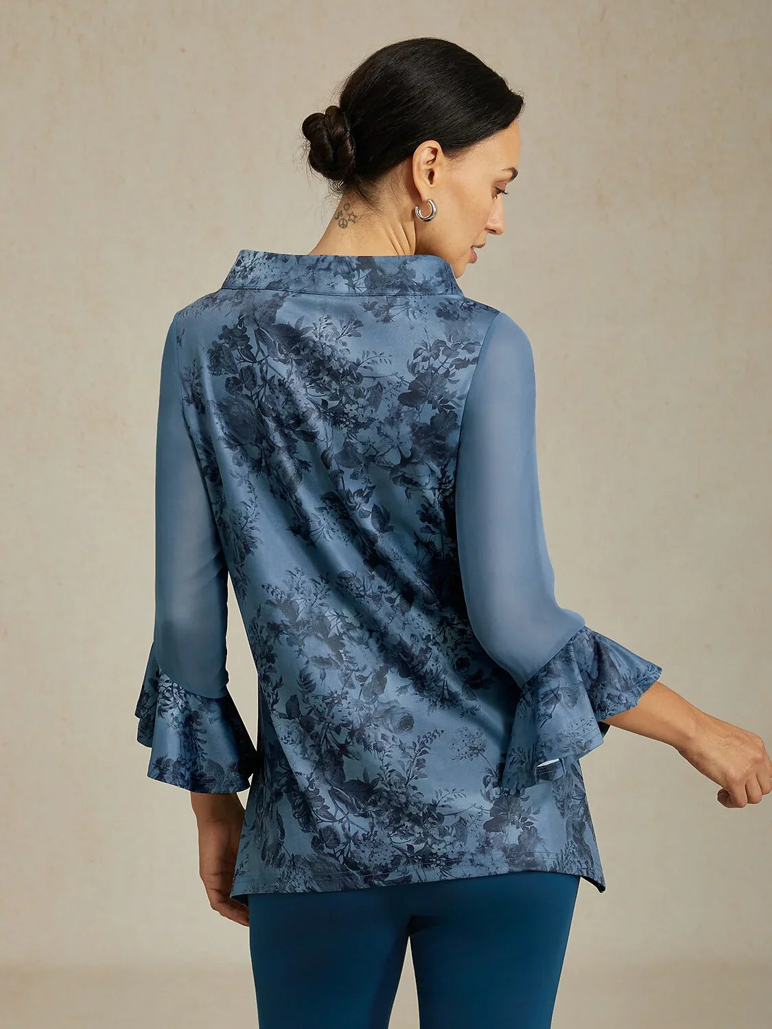 Floral Print Chiffon Pullover Top