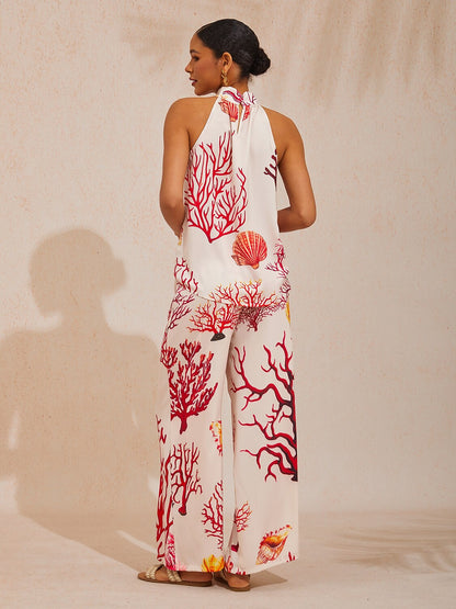 Coral Riviera Silky Satin Sleeveless Top