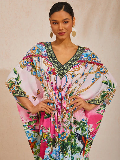 Vintage Jewelry Chiffon Vacation Kaftan