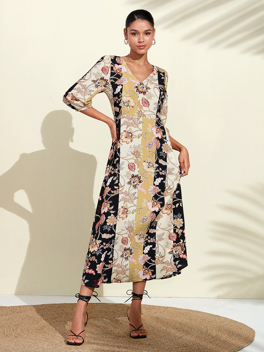 Floral Maxi Weddig Guest Dress with Pocket