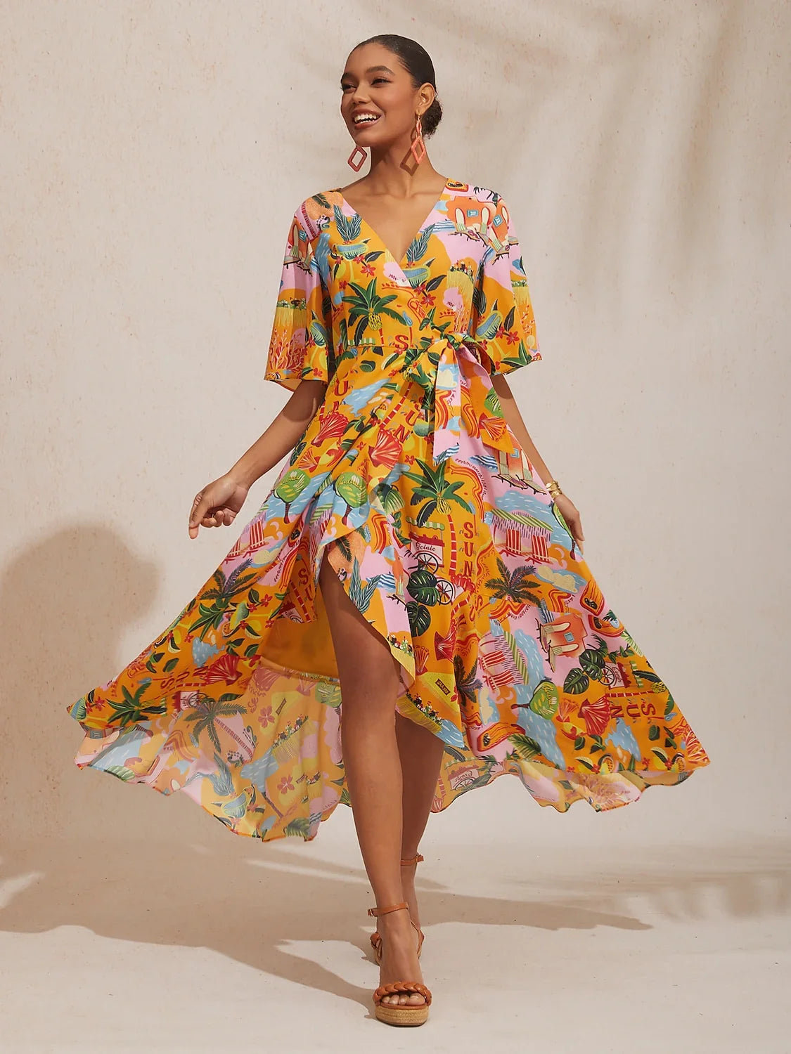 Summer Escape Silky Satin Floral Maxi Dress