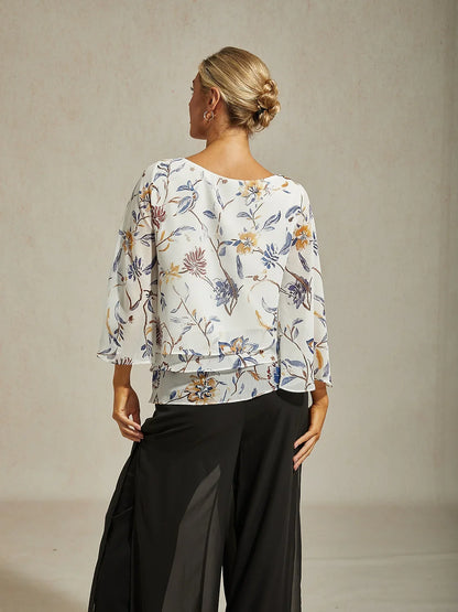Floral Bell Sleeve Tiered Blouse