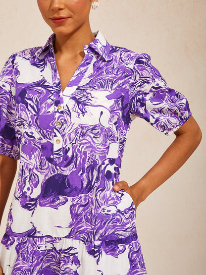 Graphic Art Mustang Linen Look Midi Dress