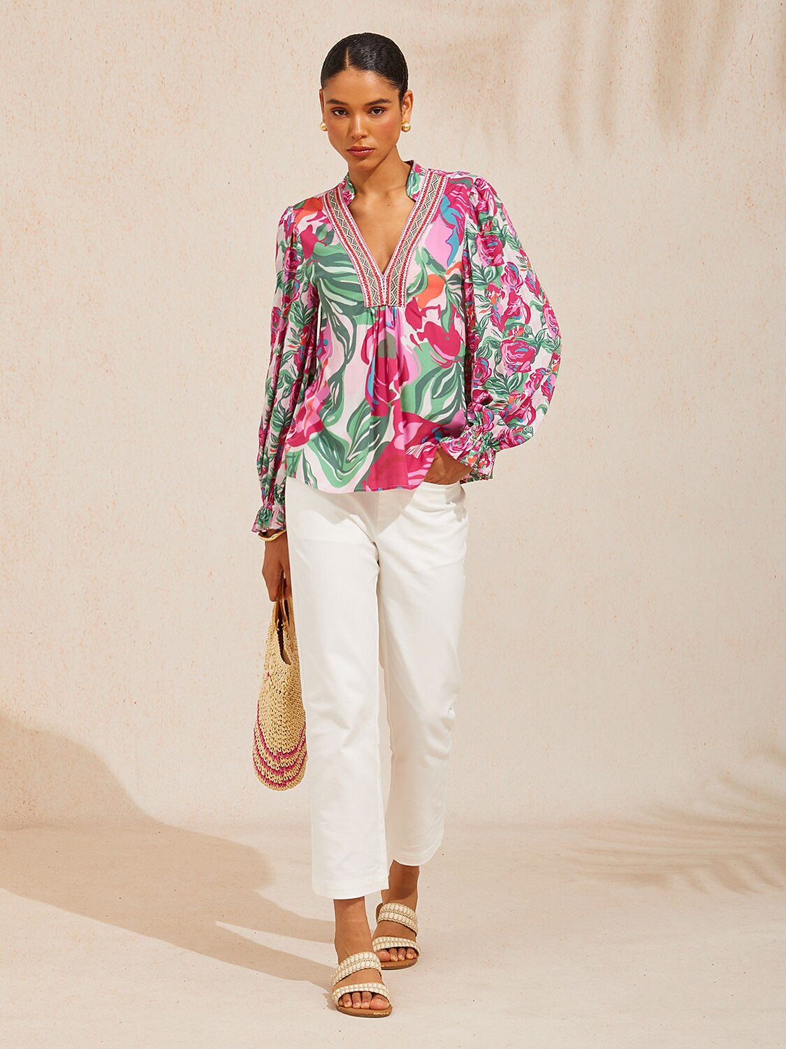 Fiery Pink Rose Viscose Blouse
