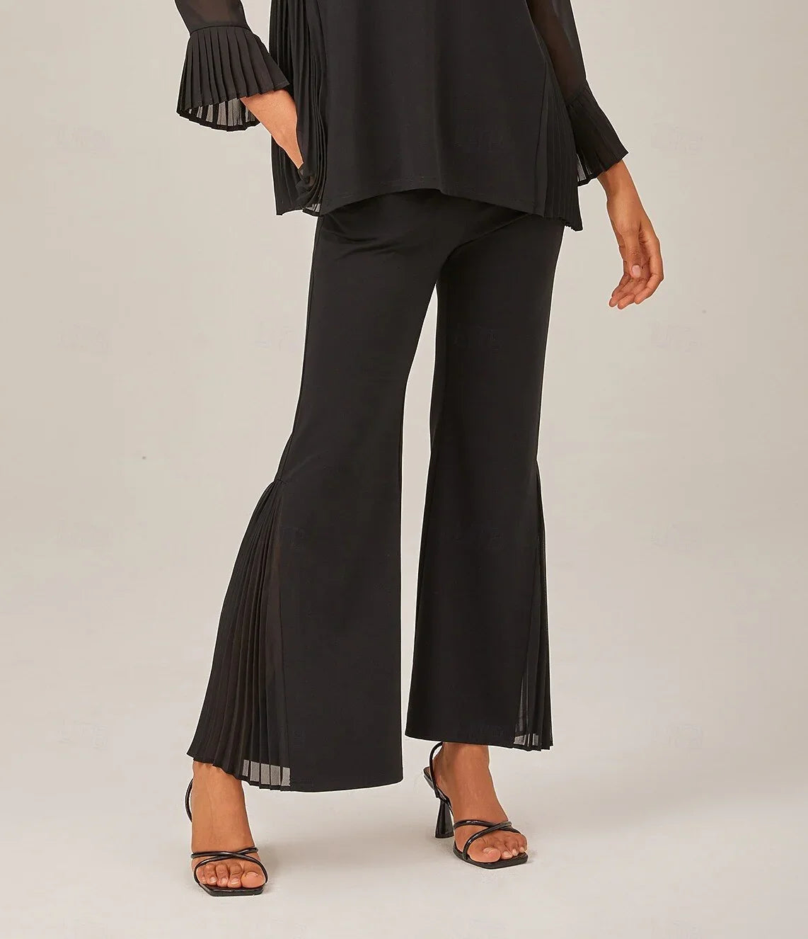 Stylish Pleated Contrast Tencel Pants