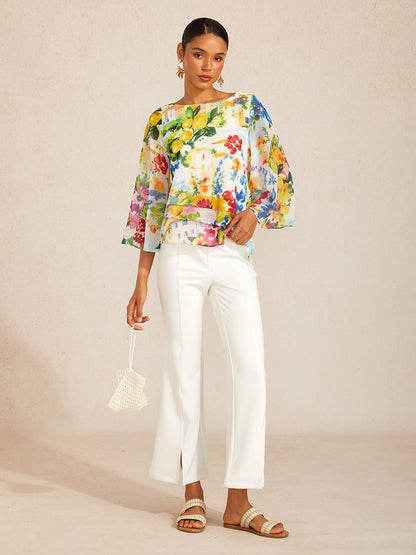 Jungle Butterfly Flowy Chiffon Blouse