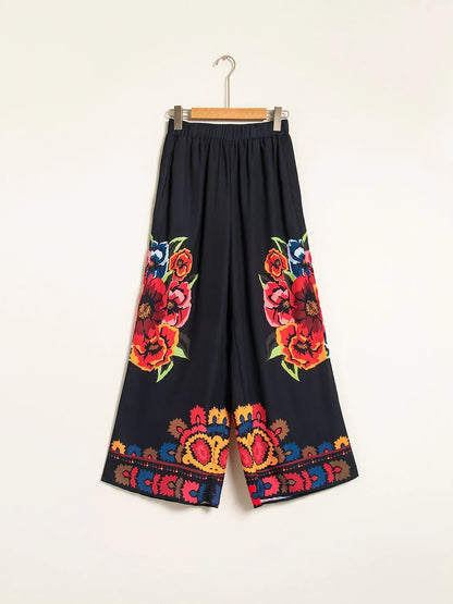 Chiffon Floral Print Elasticated Waistband Pants