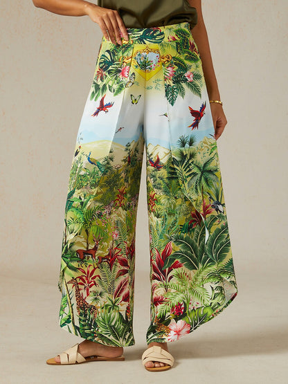 Olive Eden Silky Satin Slit Wide Leg Pants