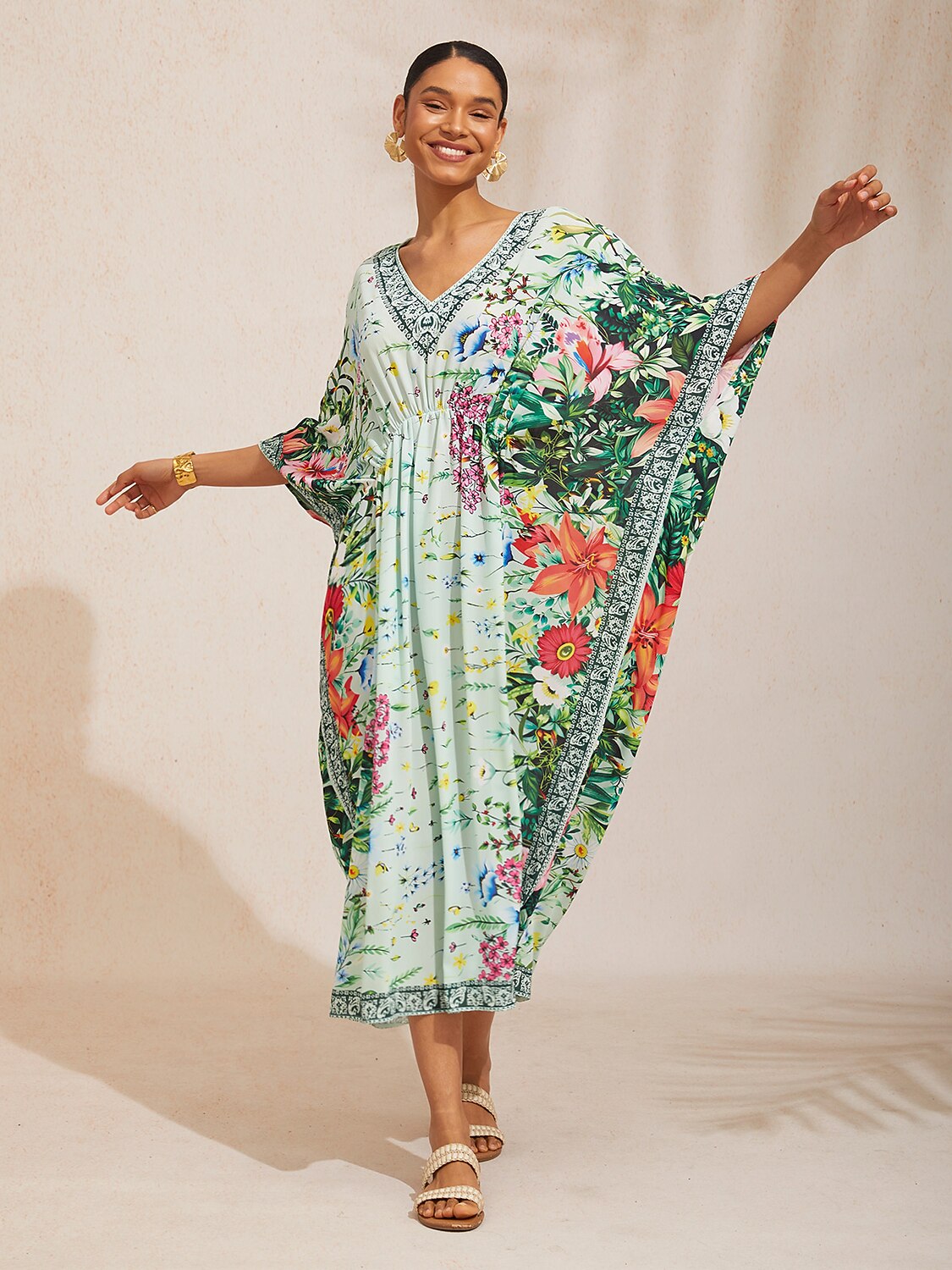 Botanical Blossom Flowy Chiffon Kaftan
