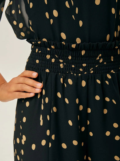 Polka Dot Chiffon Wide-Leg Culottes