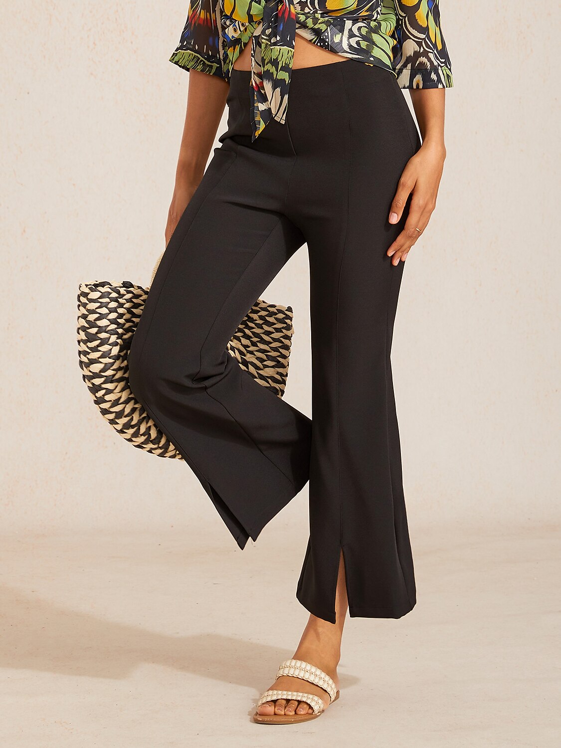 Elegant Slight Stretch Cropped Flared Pants