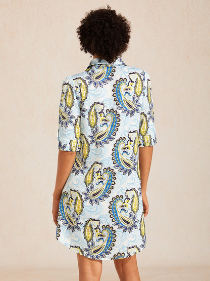Jungle Wild Party Silky Satin Straight Shirt Dress