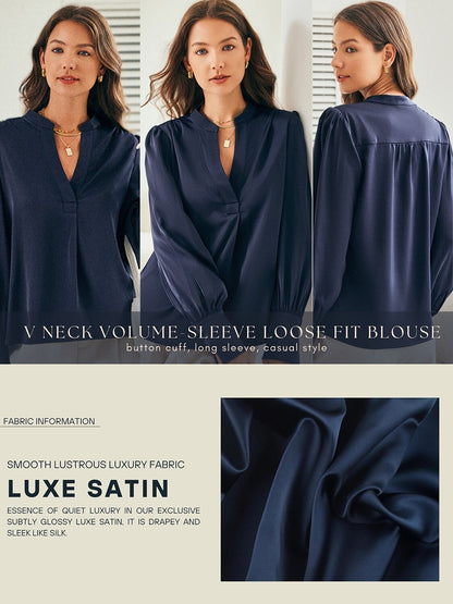 Vacation Silky Satin Simple Blouse