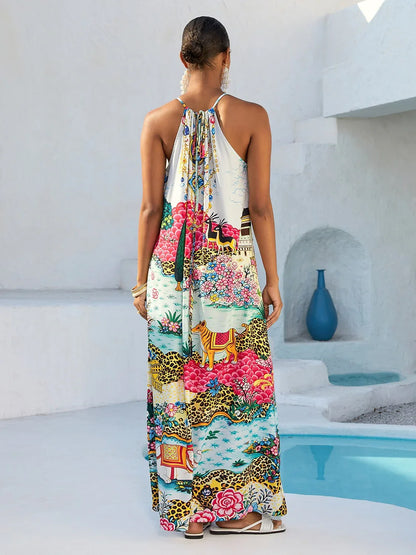 Jungle Wild Party Silky Leopard Maxi Dress
