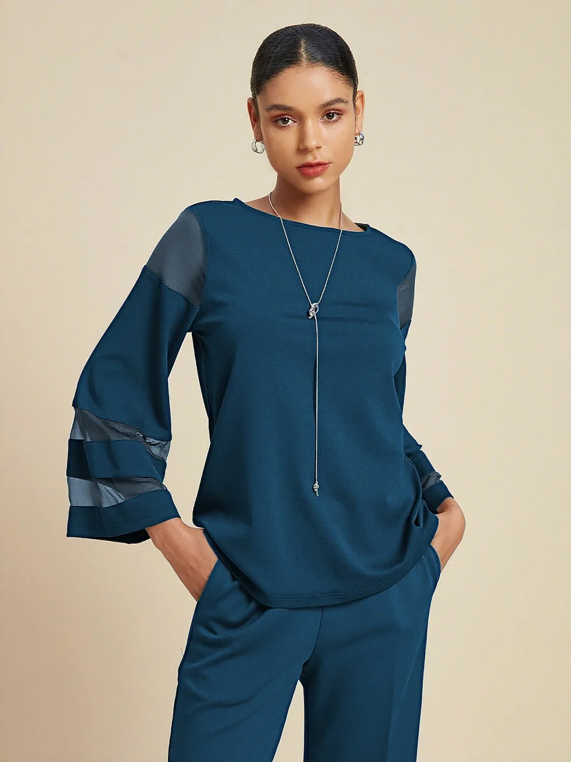 Style Chiffon Modal Illusion Pure Color Loose Blouse