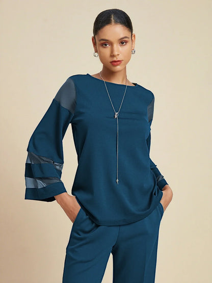 Style Chiffon Modal Illusion Pure Color Loose Blouse