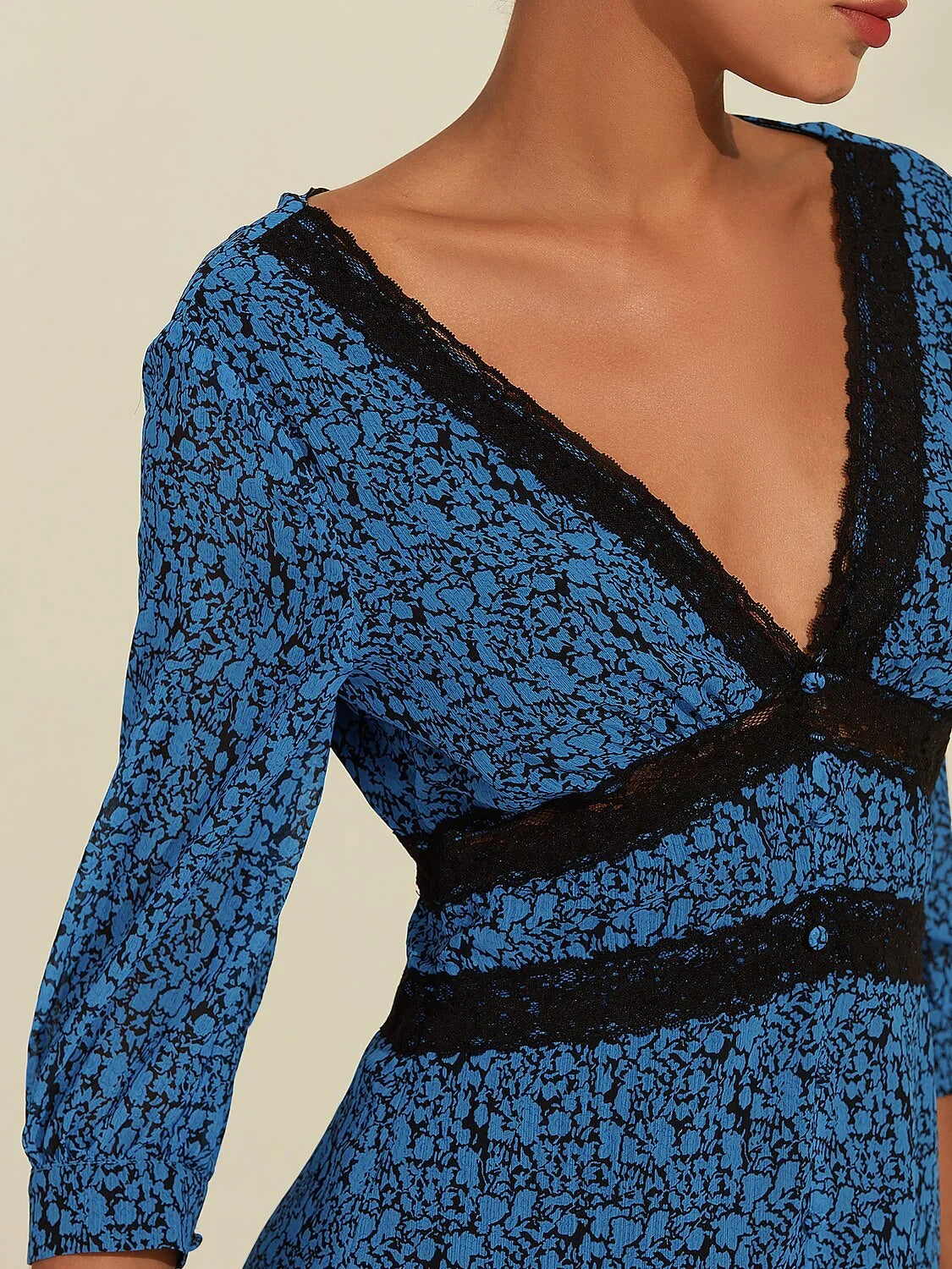 Chiffon Floral V-Neck Midi Dress