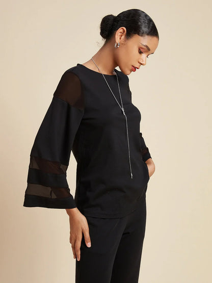 Style Chiffon Modal Illusion Pure Color Loose Blouse