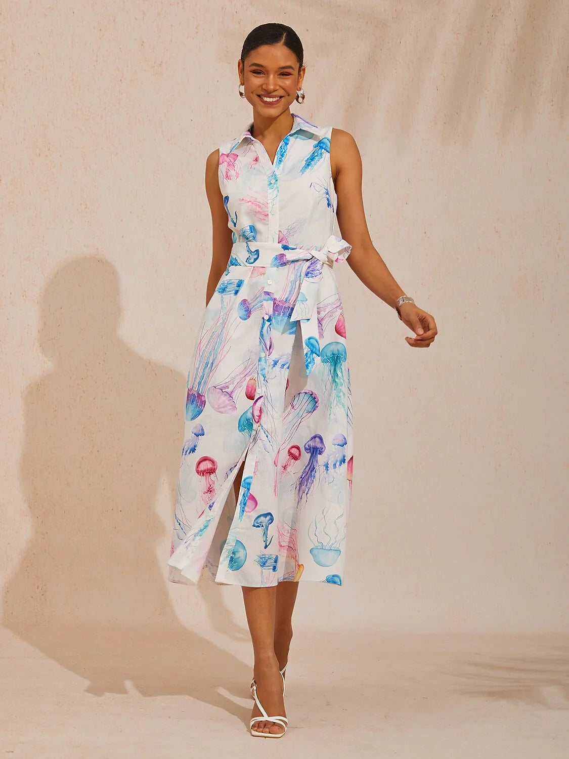 Ethereal Jellyfish Drift Linen Effect Maxi Dress