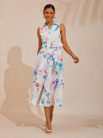 Ethereal Jellyfish Drift Linen Effect Maxi Dress