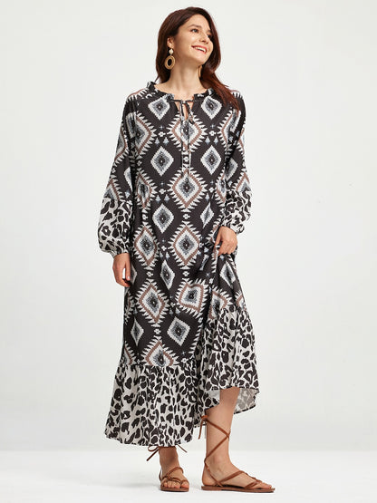 Boho Abstract Animal Print Maxi Dress