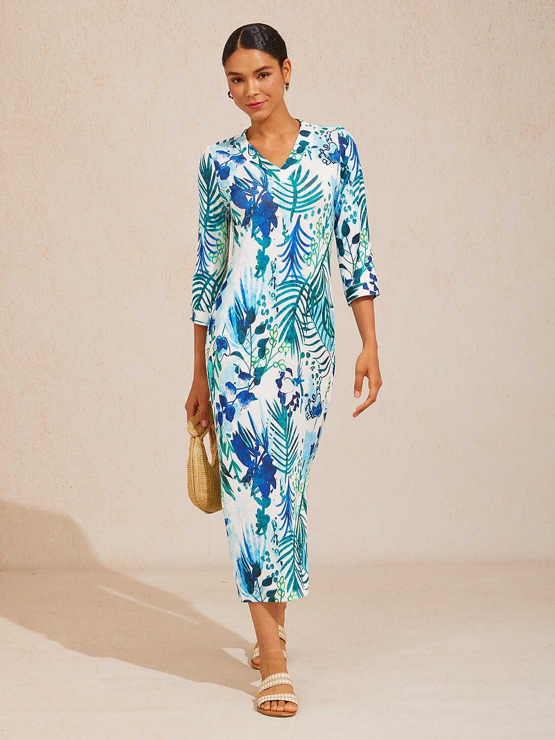 Ocean Bloom Escape High Stretch Knit Dress