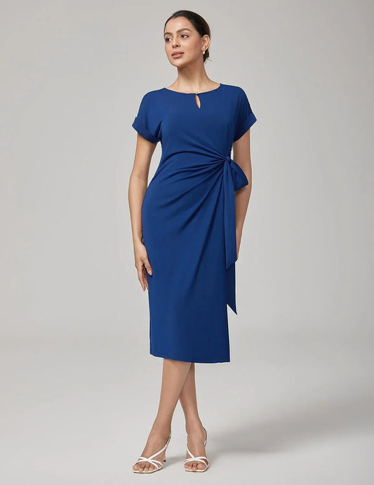 Elegant High Stretch Belted Maxi Dress