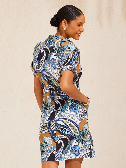 Abstract Paisley Slight Stretch Short Dress