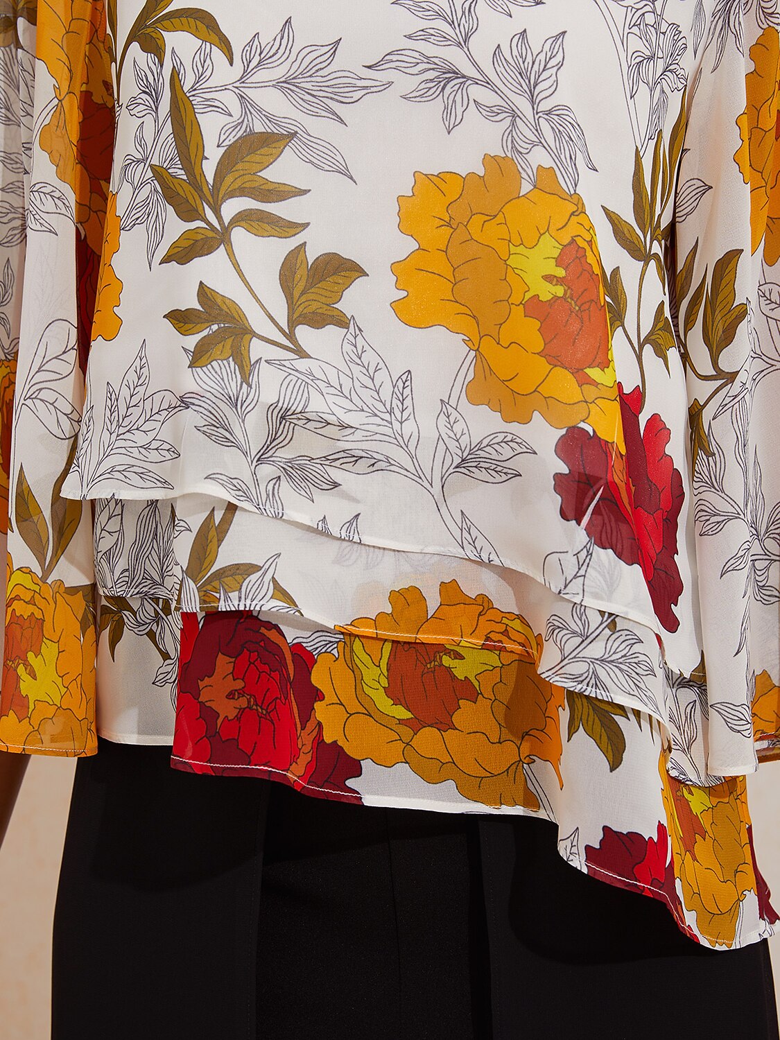 Sapphire Rose Garden Flowy Chiffon Layered Blouse
