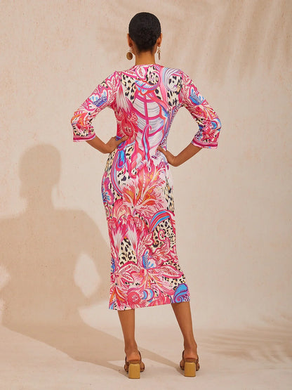 Blush&Beast Abstract Pink Paisley Stretchy Dress
