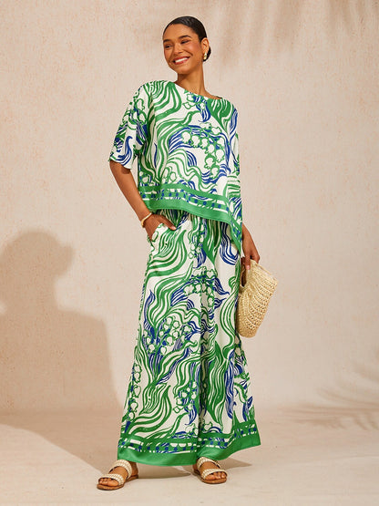 Pink Jungle Flora Silky Satin Top